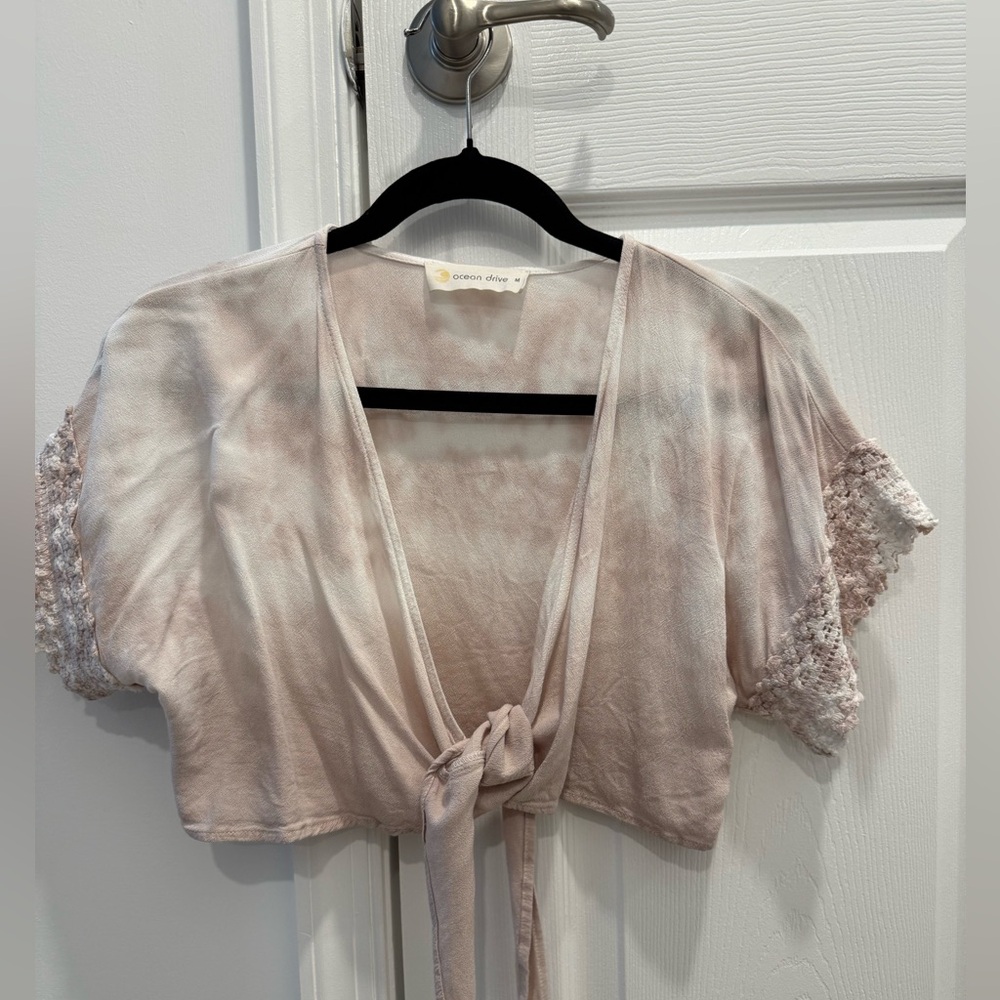Ocean Drive Blush Tie-Front Blouse